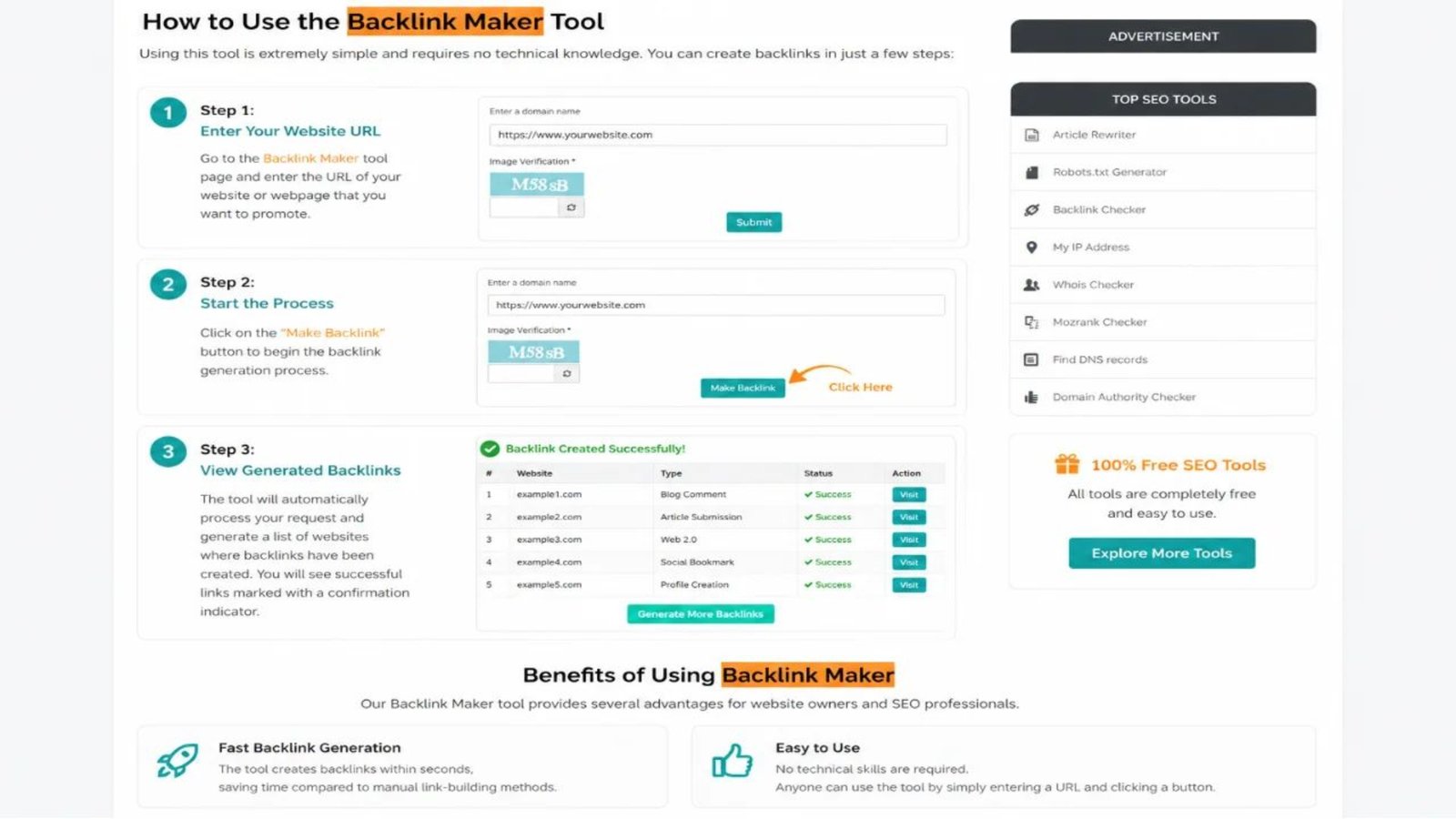 Free Backlink Maker Tool