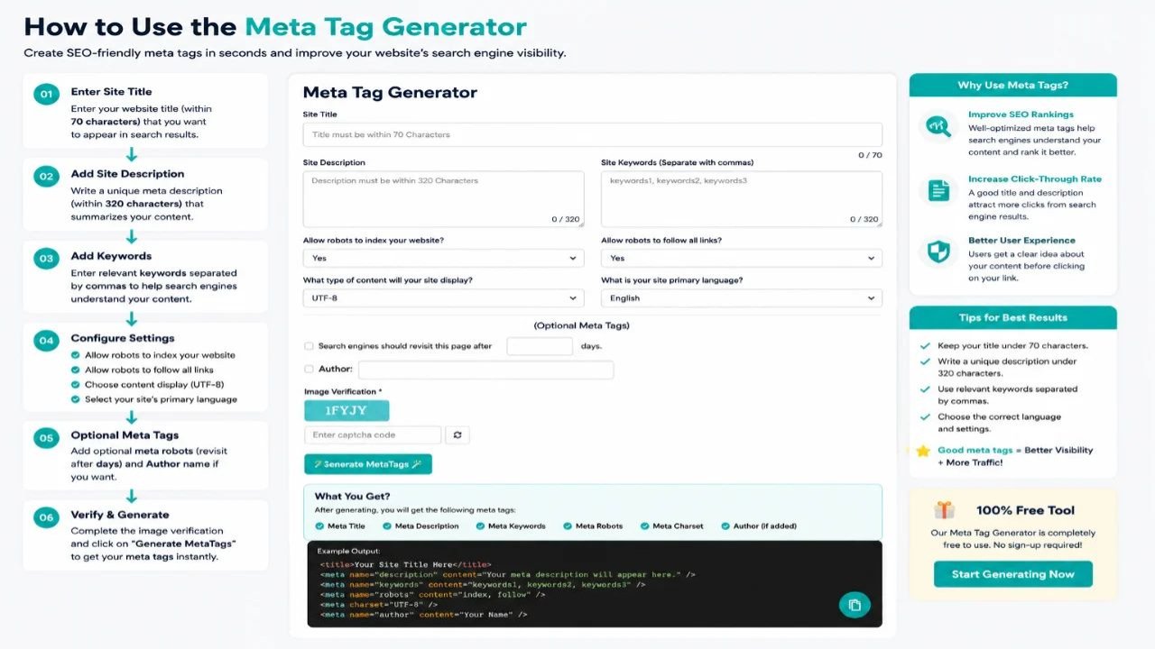 How to Use the Meta Tag Generator