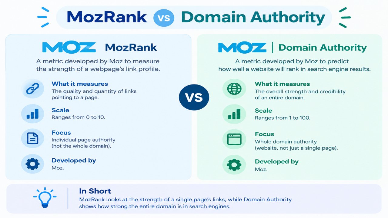 MozRank vs Domain Authority